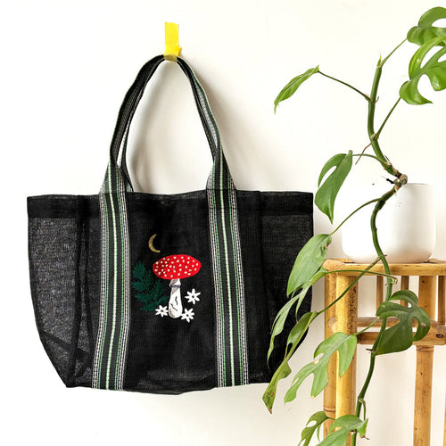 Disaster Designs Bag - Mushroom Black Recycled Shopper