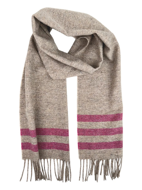 McNutt of Donegal Scarf Forever Wool Stripe - Pebble