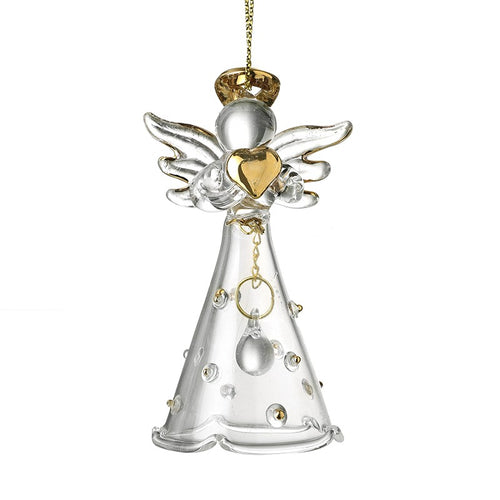 Heaven Sends Christmas Bauble - Glass Angel with Heart
