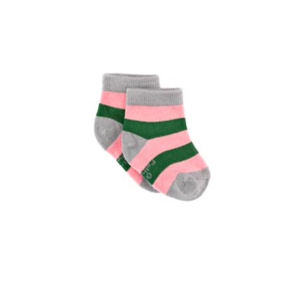 Polly & Andy Bamboo Childrens Socks - Pink & Green Stripe