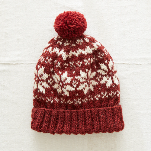 Aura Que Hat - Snowflake Himal Fair Isle Wool Bobble