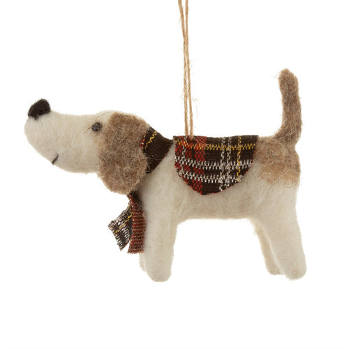 Sass & Belle Christmas Bauble - Felt Tartan Dog