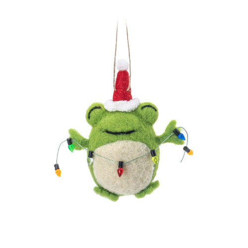 Sass & Belle Christmas Bauble - Felt Frog with Lights