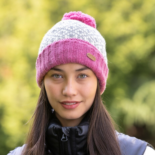 Erin Knitwear Hat - Bobble Hat in Fleur de Lis