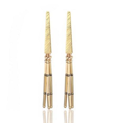 Scribble & Stone Earrings - 14kt GoldFill Sunray Long Studs