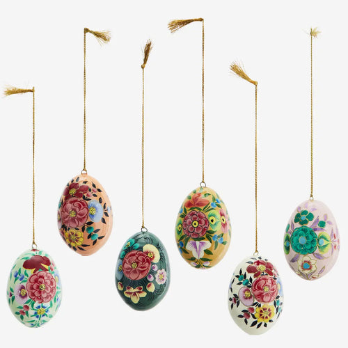 Madam Stoltz Decoration - Handed Painted Paper Mache Egg - Florals