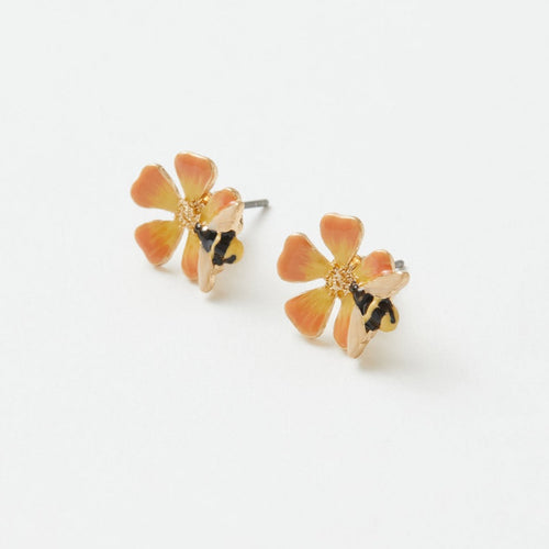 Fable Jewellery - Enamel Bloom & Bee Stud Earrings