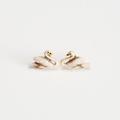 Fable Jewellery - Enamel Swan Stud Earrings