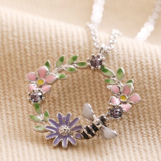 Lisa Angel Necklace - Bee & Crystal Flower