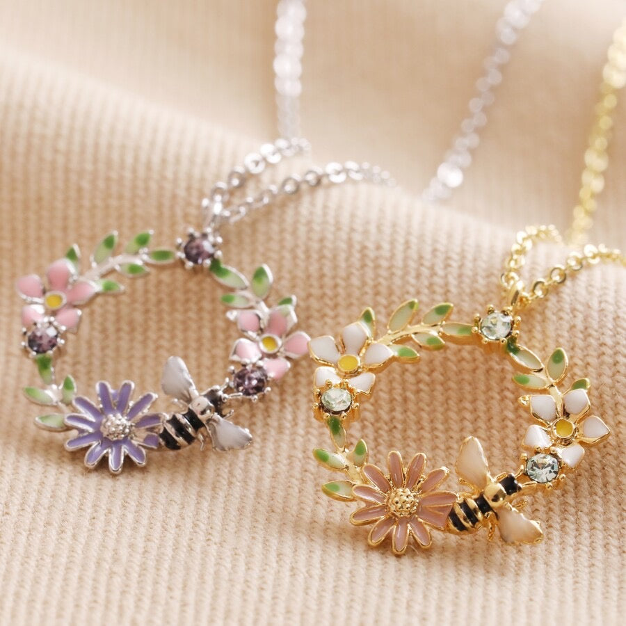 Lisa Angel Necklace - Bee & Crystal Flower