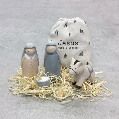 East of India Christmas - Nativity Bag set of Jesus, Mary & Joseph