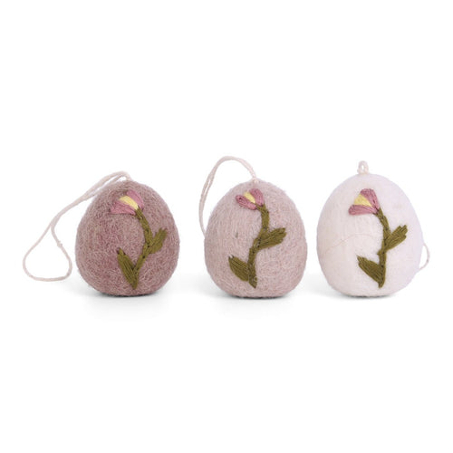 Gry & Sif Easter - Felt Eggs with Embroidery Tulips - Set of 3