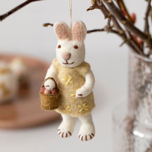 Gry & Sif Decoration - Felt Bunny with Yellow Dress