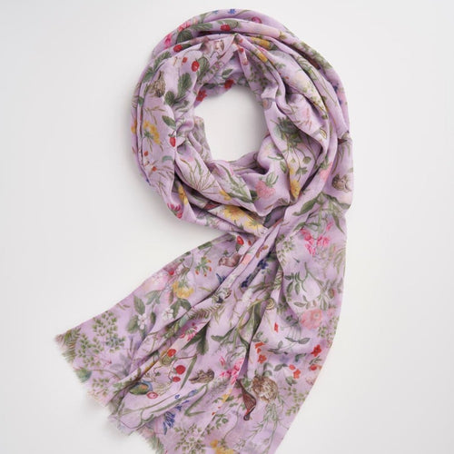 Fable Scarf - Lightweight Meadow Creatures Lilac