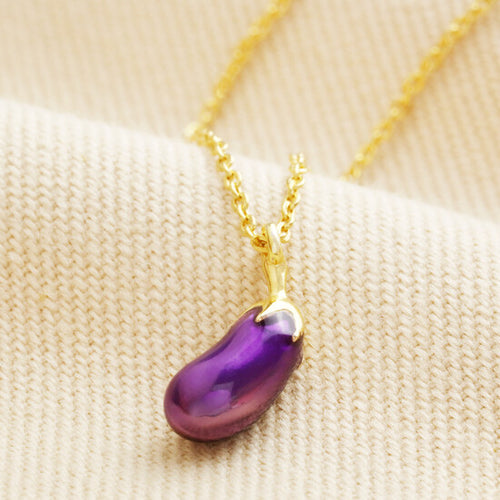 Lisa Angel Necklace - Aubergine Pendant in Gold
