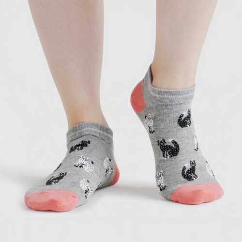 Thought Ladies Socks - Cotton Celia Cat Trainer Socks