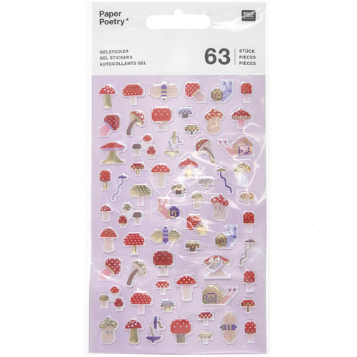 Paper Poetry Stickers - Gel Pixel Mushrooms