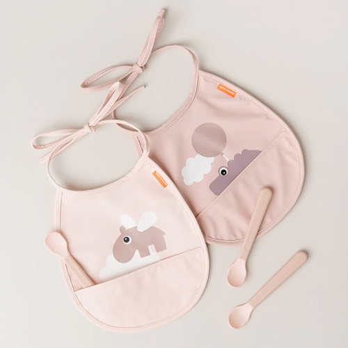 Done by Deer Eating - Tiny Pocket Bib 2-Pack Happy Clouds Powder