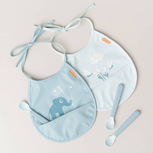 Done by Deer Eating - Tiny Pocket Bib 2-Pack Elphee Blue