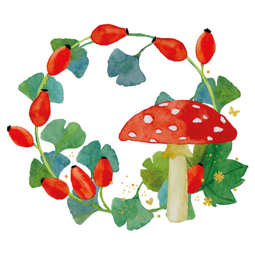 Napkins - Wreath and Mushroom