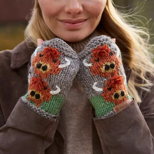 Pachamama Knitted Handwarmers - Herd of Highland Cows