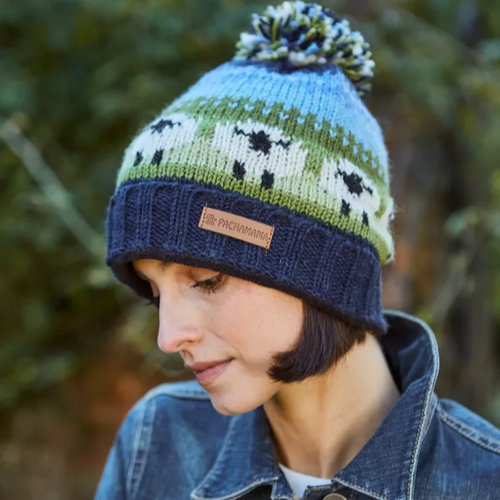 Pachamama Knitted Bobble Beanie - Flock of Sheep