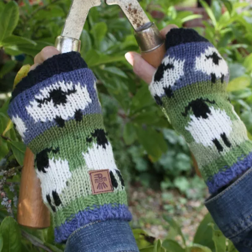 Pachamama Knitted Handwarmers - Flock of Sheep