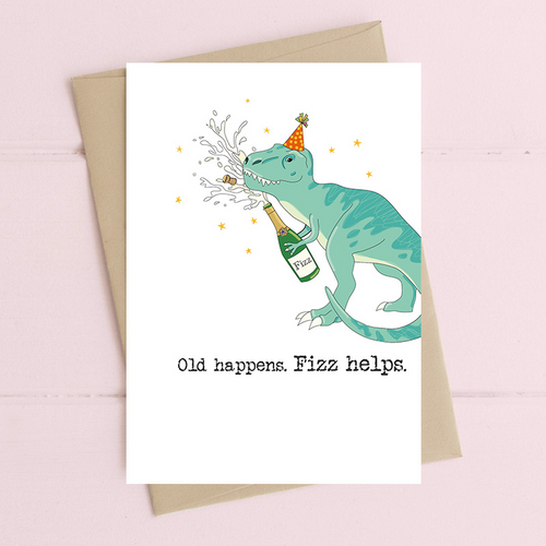 Dandelion Card - Old Happens. Fizz Helps (Dinosaure)