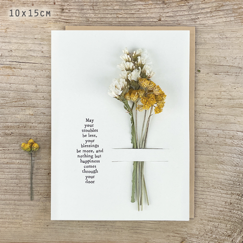 East of India Card - Dried Flower May Your Troubles