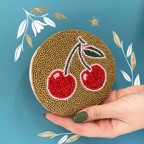 Disaster Designs Purse - Beaded Inked Cherry