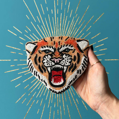 Disaster Designs Purse - Beaded Inked Tiger