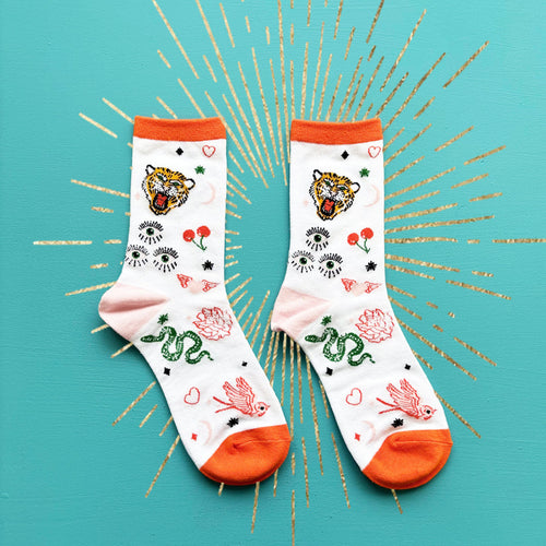 Disaster Designs Socks - Inked Tiger
