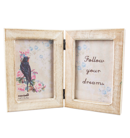 Sass & Belle Photo Frame - Double White Wood