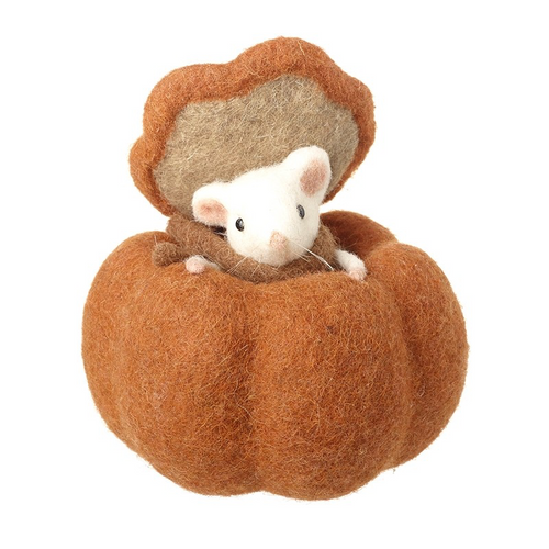 Heaven Sends Halloween - Felt Baby Mouse in Pumpkin