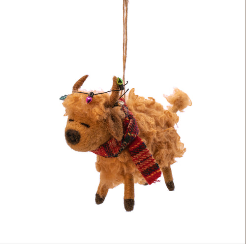 Sass & Belle Christmas Bauble - Felt Highland Cow