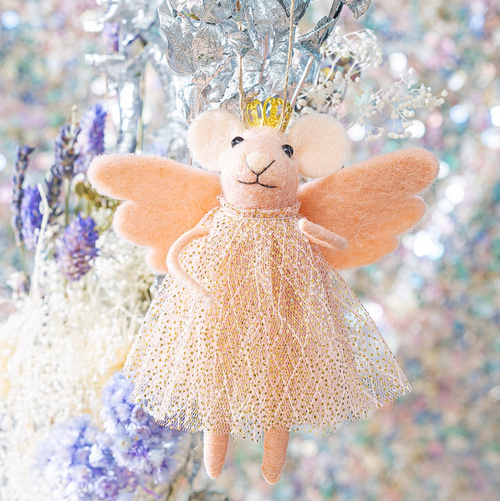 Sass & Belle Christmas Bauble - Felt Pink Fairy Princess Mouse