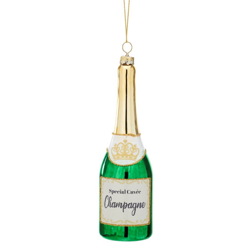 Sass & Belle Christmas Bauble - Glass Champagne Bottle