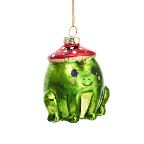 Sass & Belle Christmas Bauble - Glass Frog with Hat