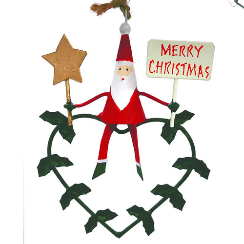 G-Bork Handmade Tin Santa Wreath