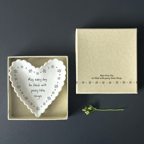 East of India Porcelain Scallop Heart Dish - May Every Day