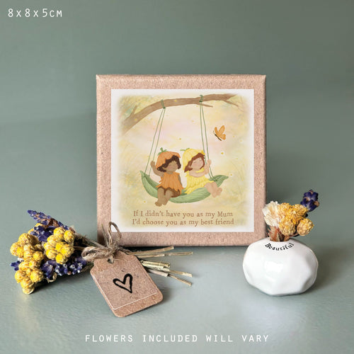 East of India Porcelain Vase & Dried Flowers - You as My Mum