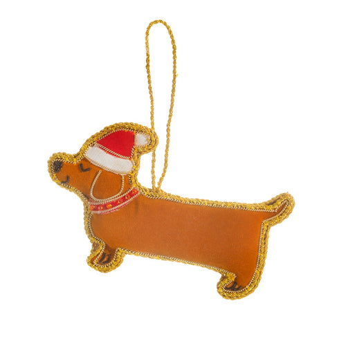 Sass & Belle Christmas Bauble - Zari Santa Sausage Dog