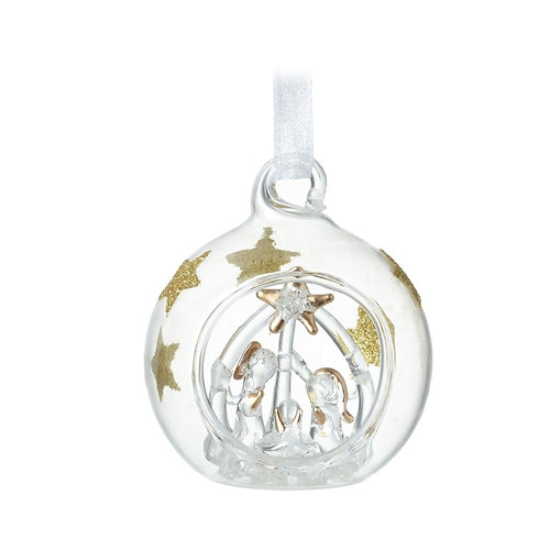 Heaven Sends Christmas Bauble - Glass Dome Nativity Scene