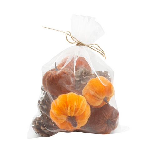 Heaven Sends Halloween - Pumpkins With Pine Cones Set In Bag