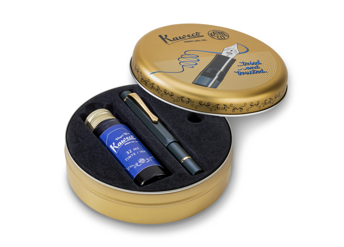 Kaweco Piston Sport AL - Fountain Pen Starter Set - Navy/Gold