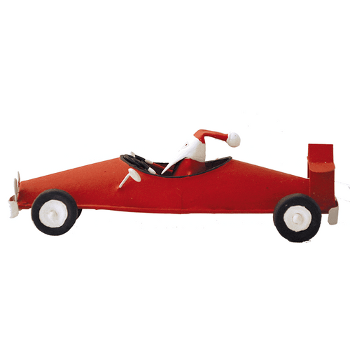 G-Bork Handmade Tin Santa in a Sports Car