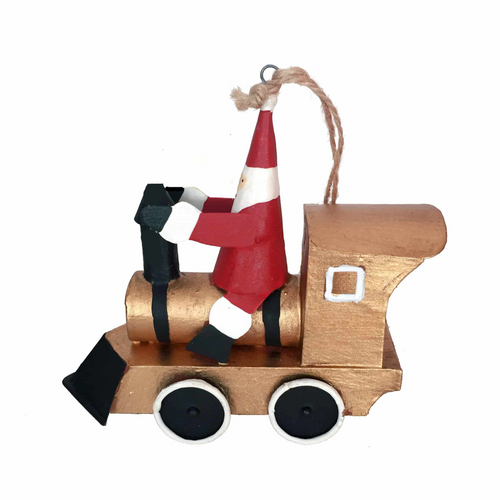 G-Bork Handmade Tin Santa on a Train