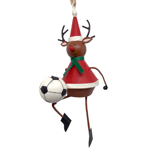 G-Bork Handmade Tin Otto the Reindeer Playing Football