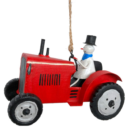 G-Bork Handmade Tin Snowman on a Tractor