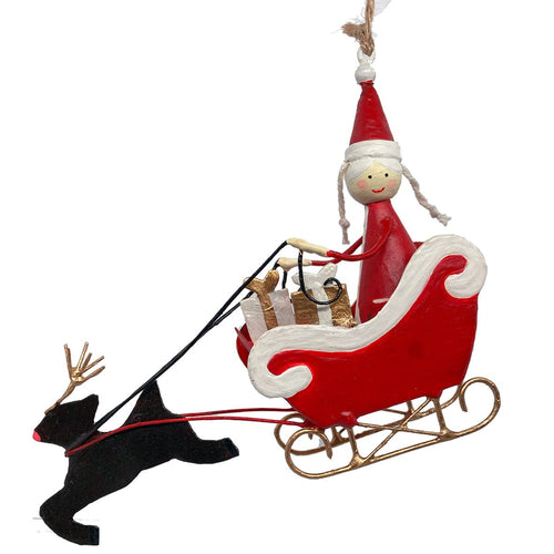 G-Bork Handmade Tin Pixie Girl in a Sleigh